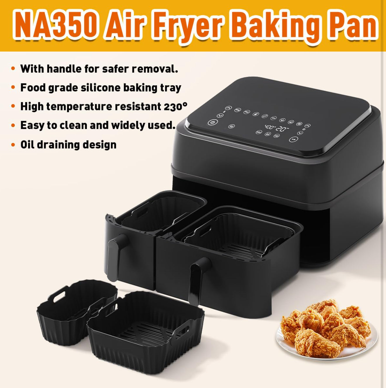 Philips Airfryer Zubehör Set – 24-teilig für Philips Airfryer 3000/5000 Dual Basket Serie NA350/00 & NA550/00 – BPA-freies Silikon & Edelstahl, 6L + 3L Formen, Tostpfannen & Ölsprüher