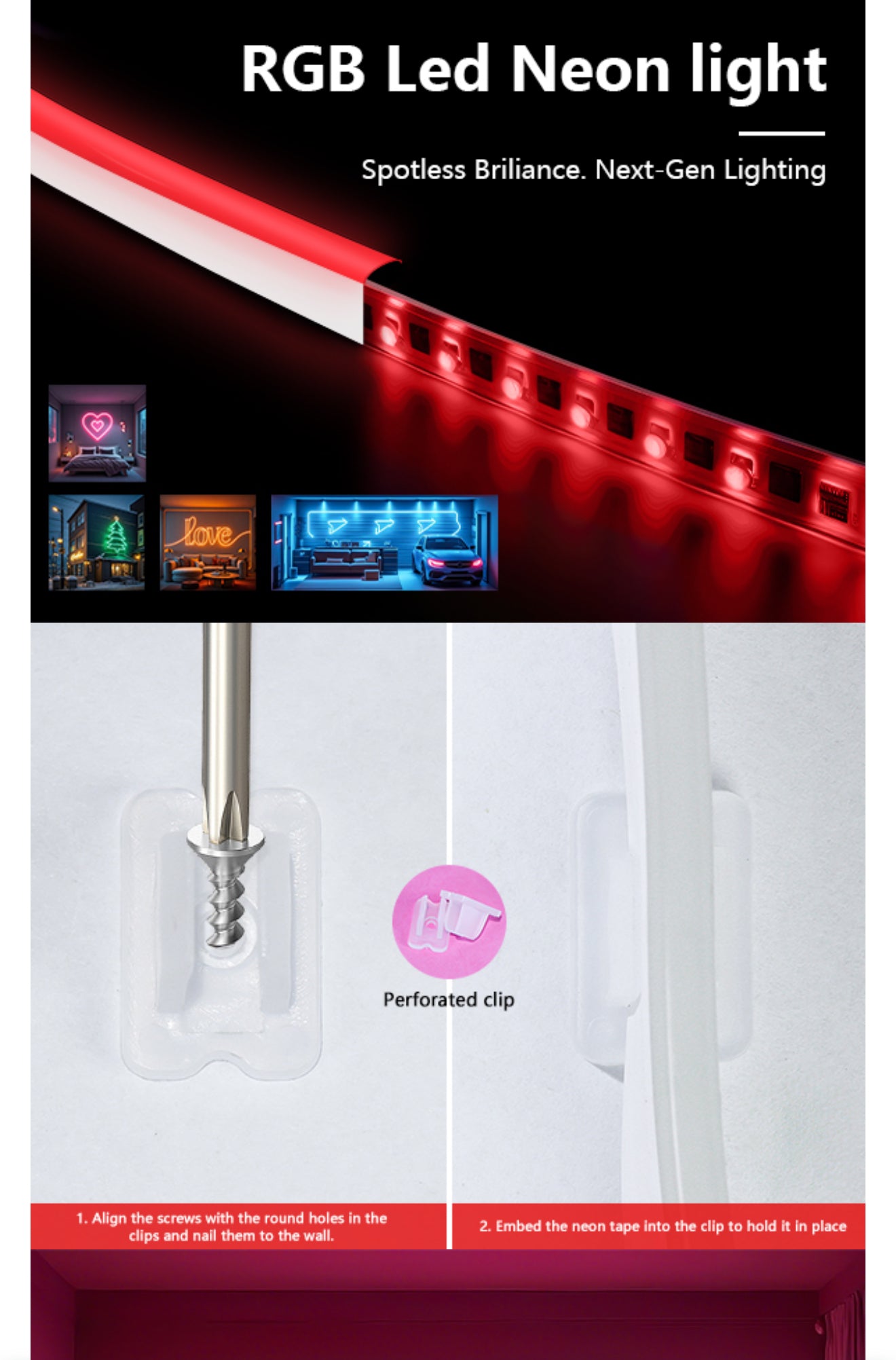 RGB Neon LED Streifen 5M App Steuerung Musik Sync Flexibles Lichtband
