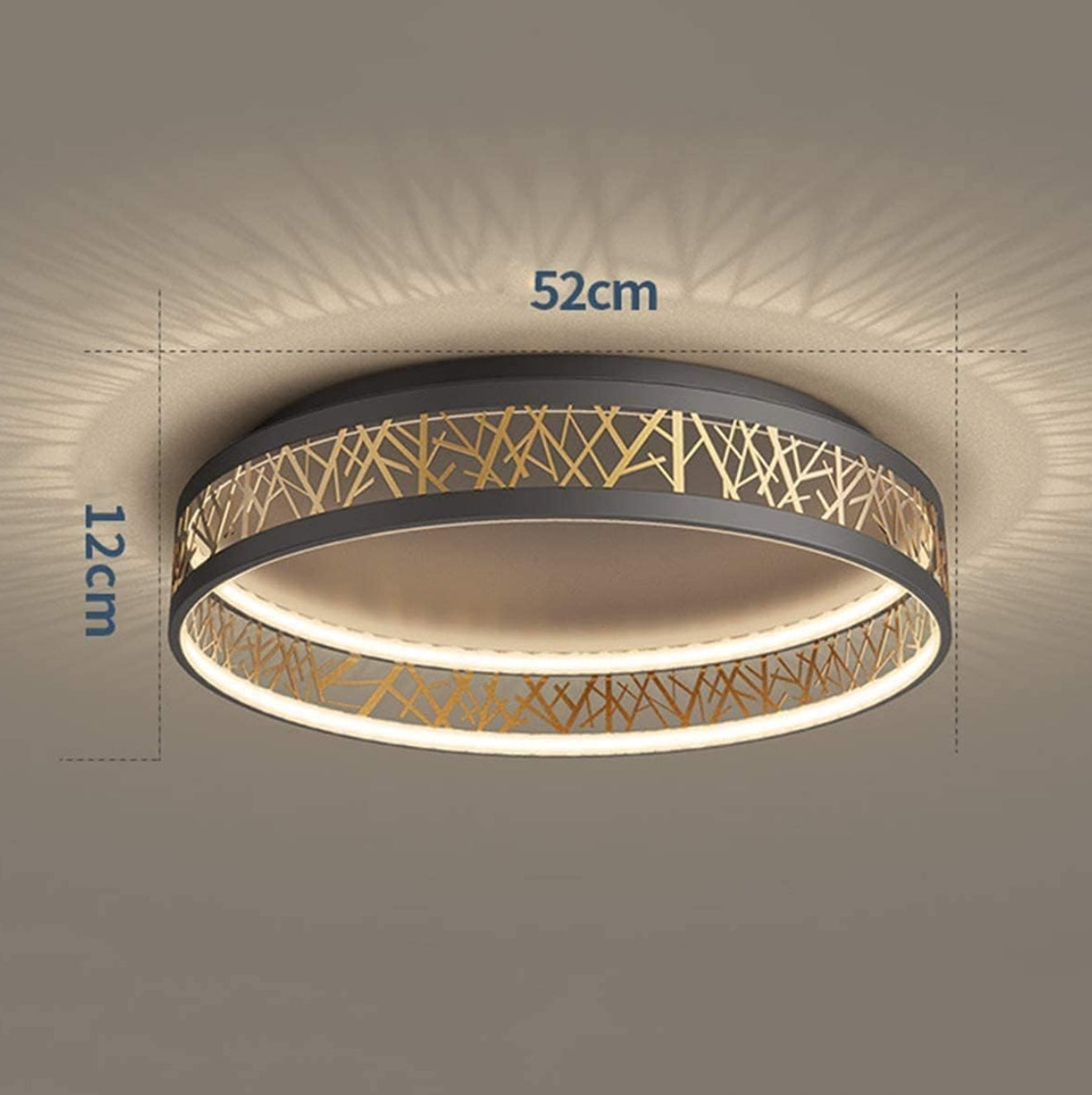 ALTIN™ LED Deckenleuchte mit Fernbedienung – Dimmbar, Ø52 cm, Modernes Schwarz-Gold Design für Wohnzimmer, Schlafzimmer & Büro