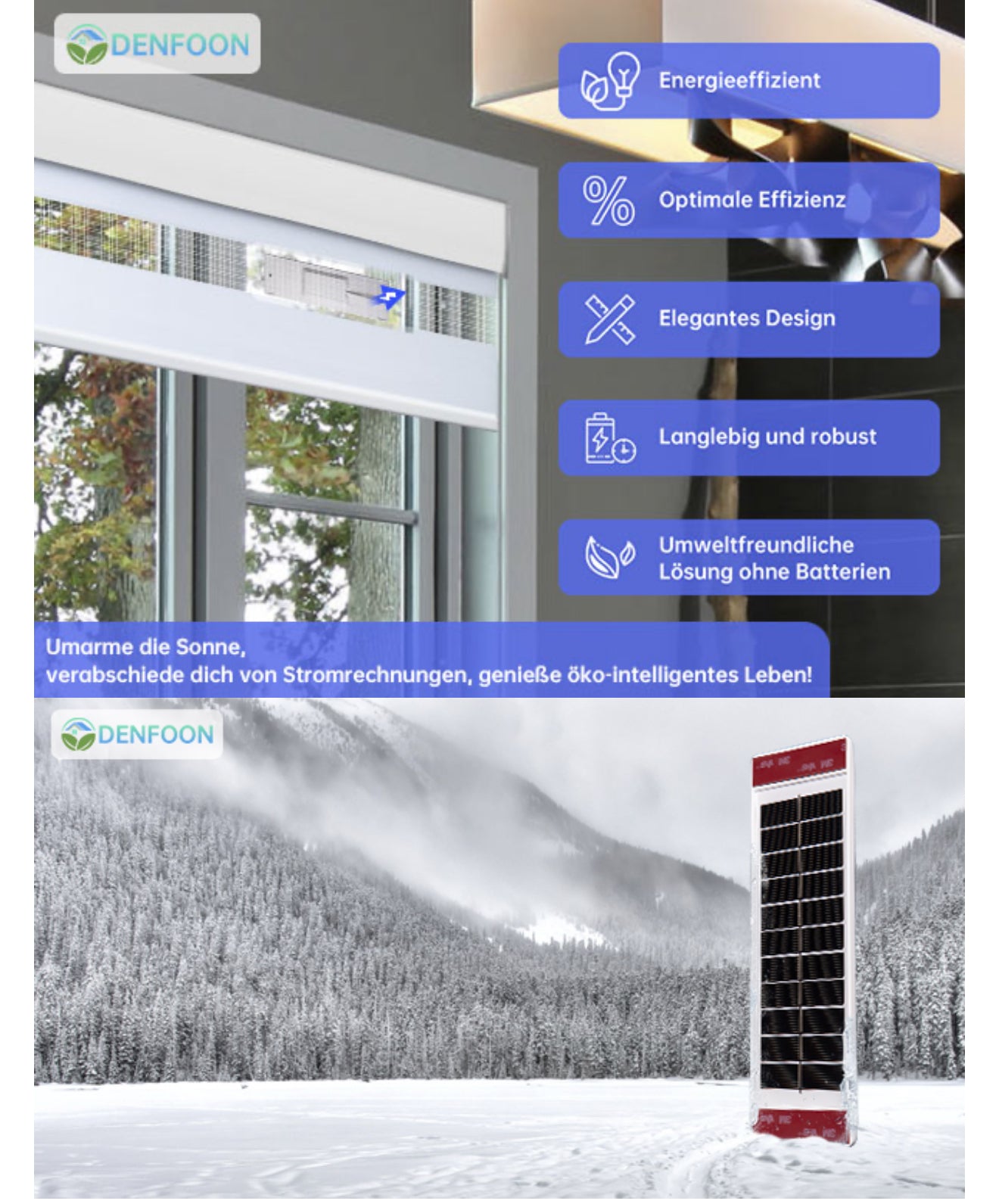 2er Set Solar Panel für Elektrische Rollos – Nachhaltige Energieversorgung für umweltbewusste Fensterabdeckungen – Kostenloser Versand