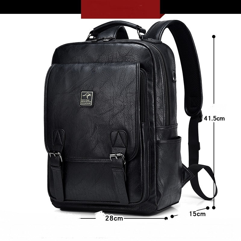 ALTIN™ Tragbarer Herren-Rucksack aus PU-Leder – Vintage Stil, 14-Zoll Laptopfach, Große Kapazität