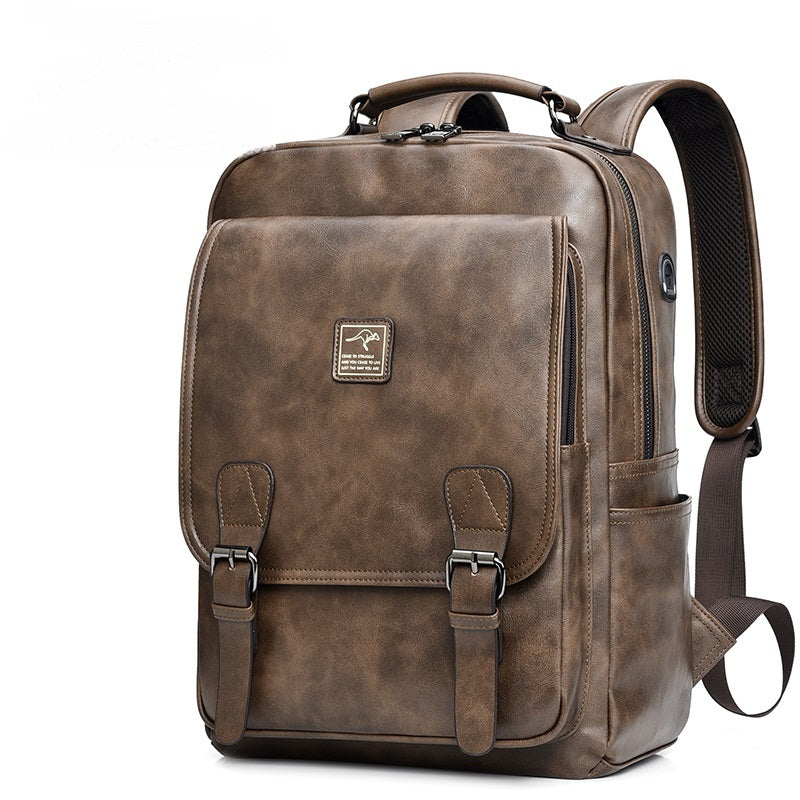 ALTIN™ Tragbarer Herren-Rucksack aus PU-Leder – Vintage Stil, 14-Zoll Laptopfach, Große Kapazität