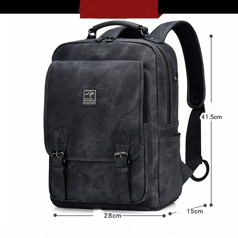 ALTIN™ Tragbarer Herren-Rucksack aus PU-Leder – Vintage Stil, 14-Zoll Laptopfach, Große Kapazität