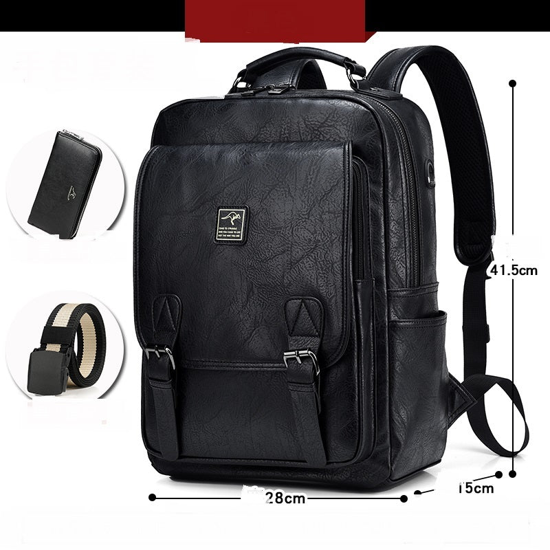 ALTIN™ Tragbarer Herren-Rucksack aus PU-Leder – Vintage Stil, 14-Zoll Laptopfach, Große Kapazität