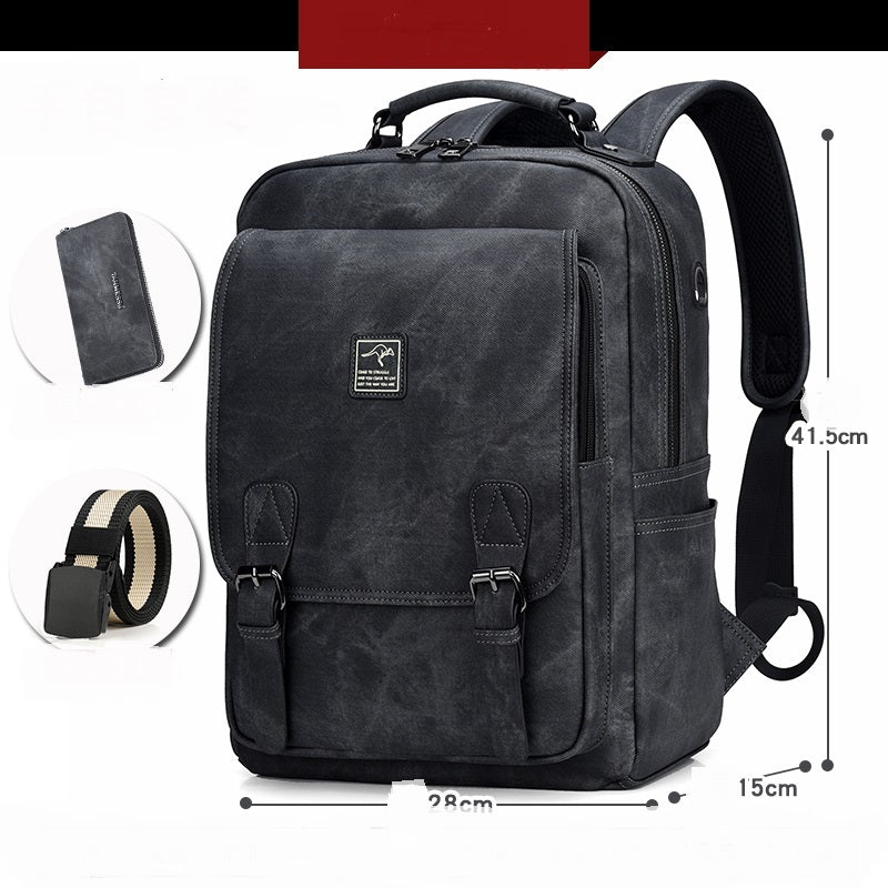 ALTIN™ Tragbarer Herren-Rucksack aus PU-Leder – Vintage Stil, 14-Zoll Laptopfach, Große Kapazität