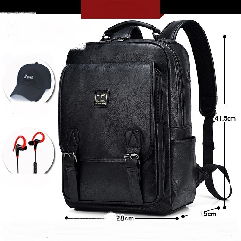 ALTIN™ Tragbarer Herren-Rucksack aus PU-Leder – Vintage Stil, 14-Zoll Laptopfach, Große Kapazität