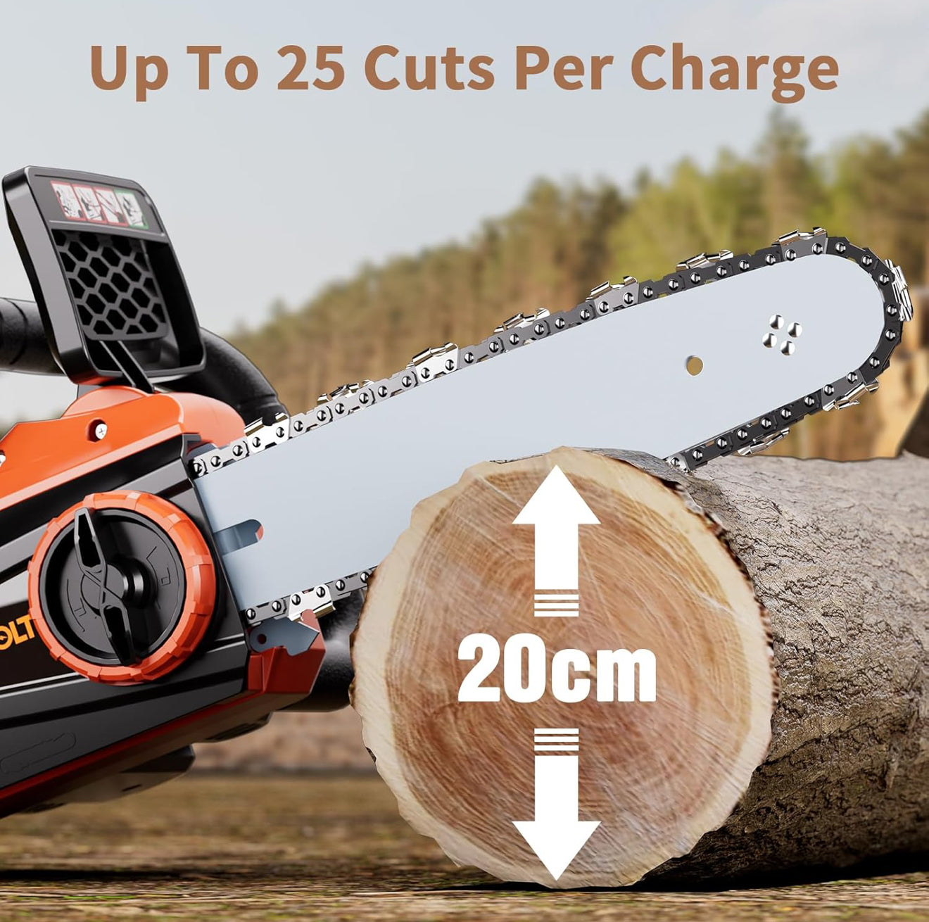 Akku Kettensäge 40 V – 30 cm, Brushless Motor, 2 Akkus & Ladegerät