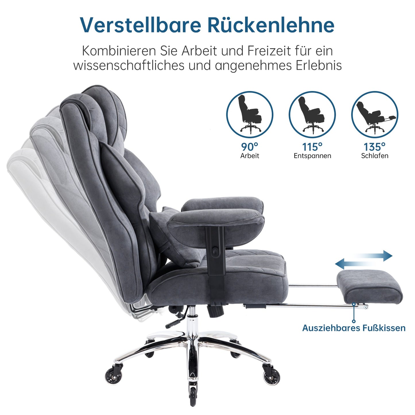 Ergonomischer XXL Bürostuhl – R-Edition mit Fußstütze & Premium Komfort