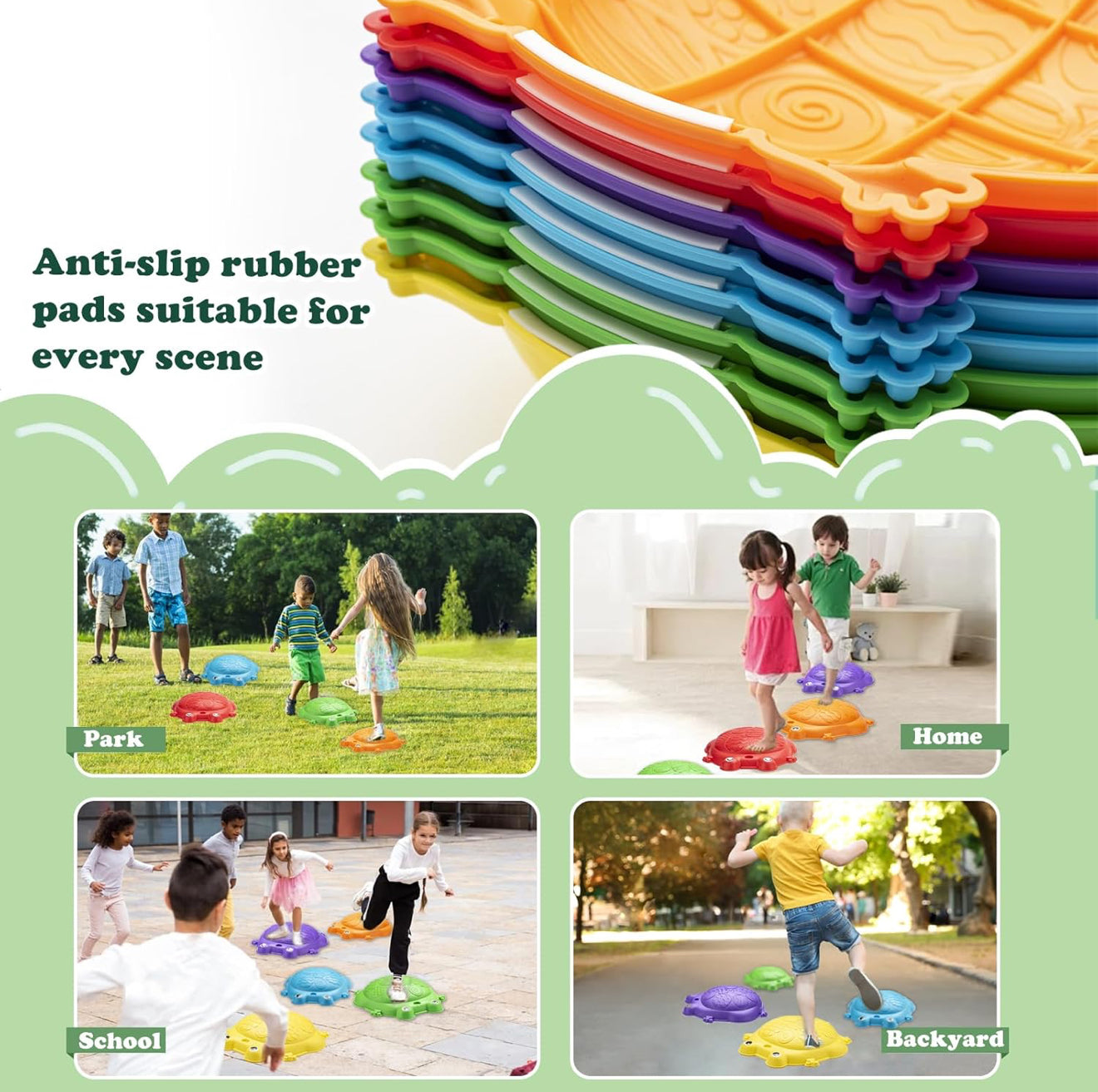 Balance Trittsteine Kinder 12er Set mit Karten & Tasche | Motorik Spielzeug