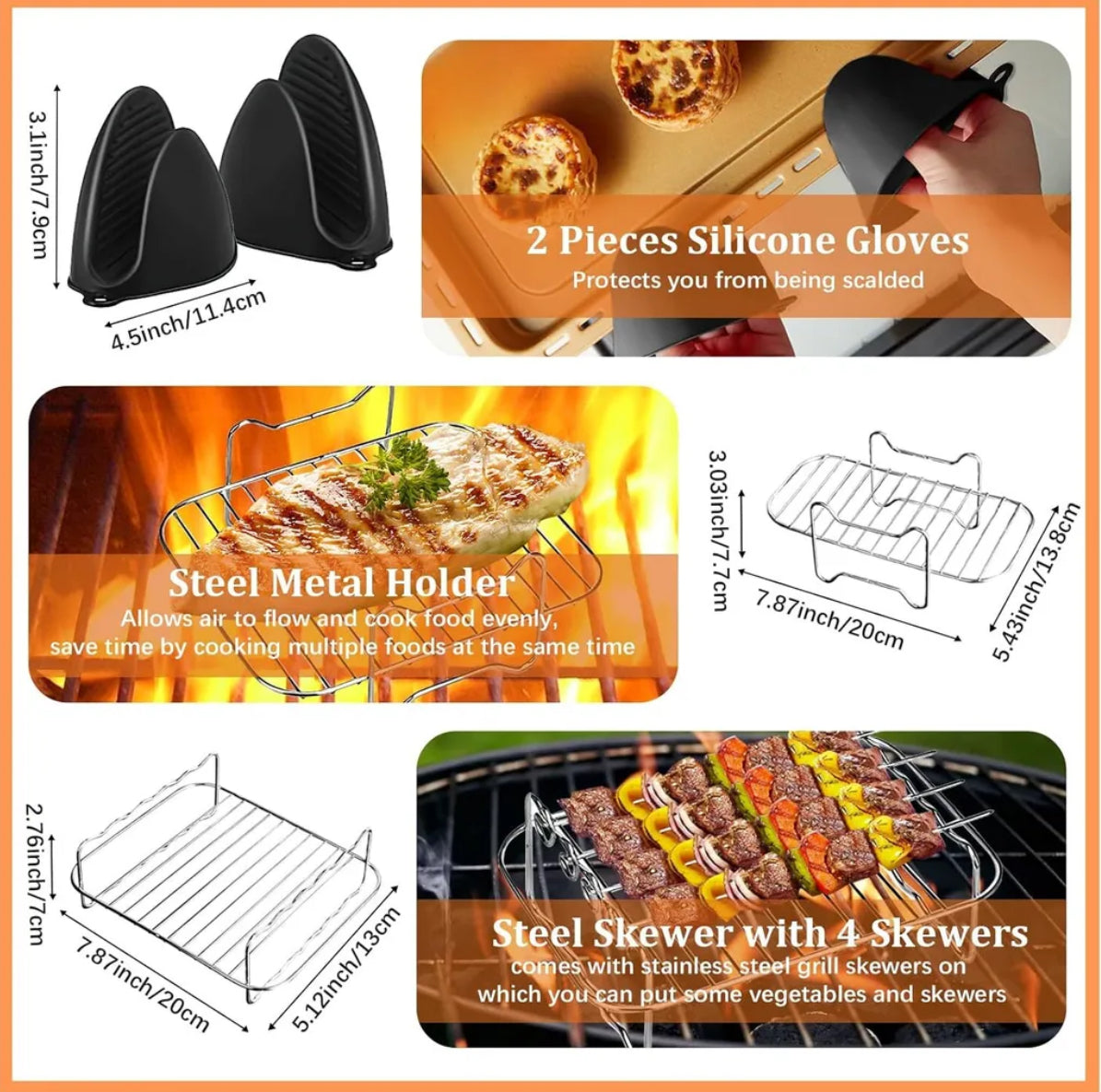 Airfryer Zubehör Set für Ninja Foodi FlexDrawer AF500EU 10.4 L – 16-teiliges XXL Silikon- & Edelstahl-Set mit Ölsprüher + Deckel, Spießen, Grillrost & Küchenhelfer