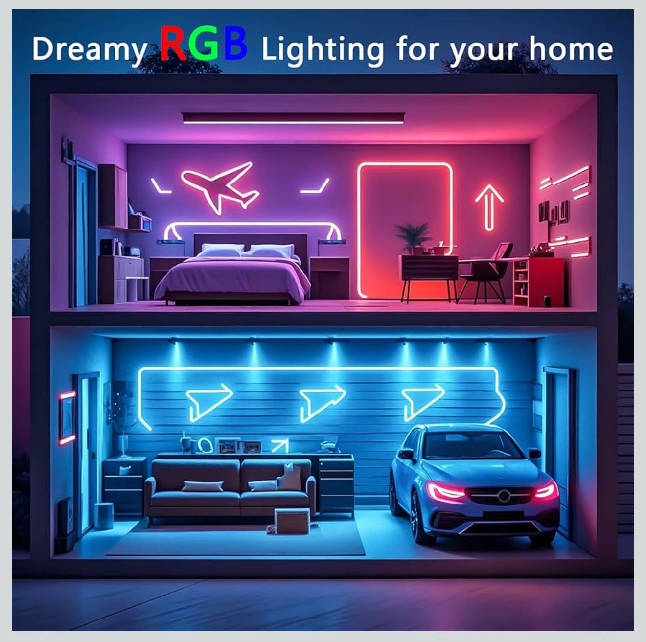 RGB Neon LED Streifen 5M App Steuerung Musik Sync Flexibles Lichtband