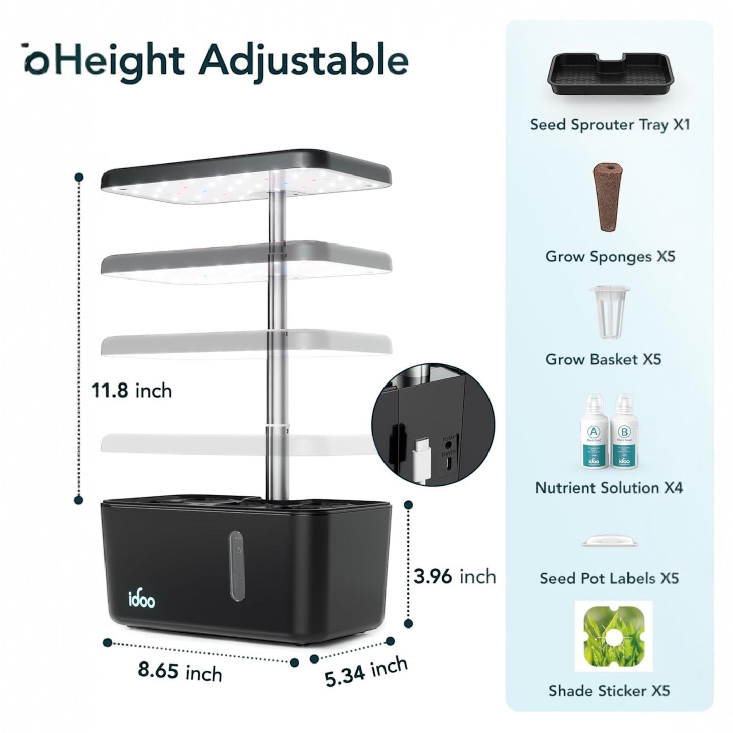 ALTIN™ hydroponisches pflanzensystem mit sprouter-tablett – indoor-garten mit led-timerlicht, pumpe & höhenverstellung bis 30 cm