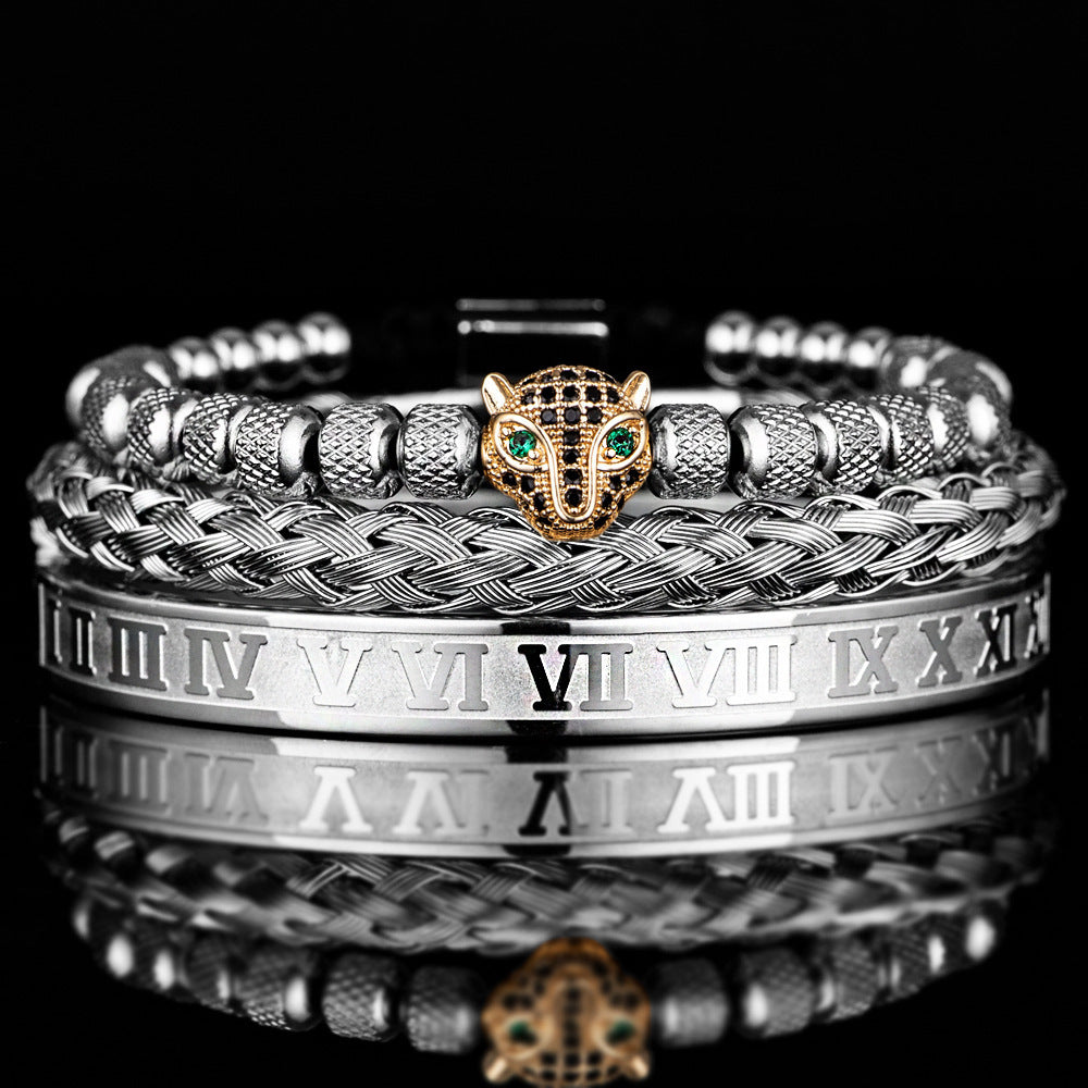 ALTIN™ Ewige Anziehung – Römisches Armband-Set mit Leopardenkopf | Unisex & Leidenschaftlich
