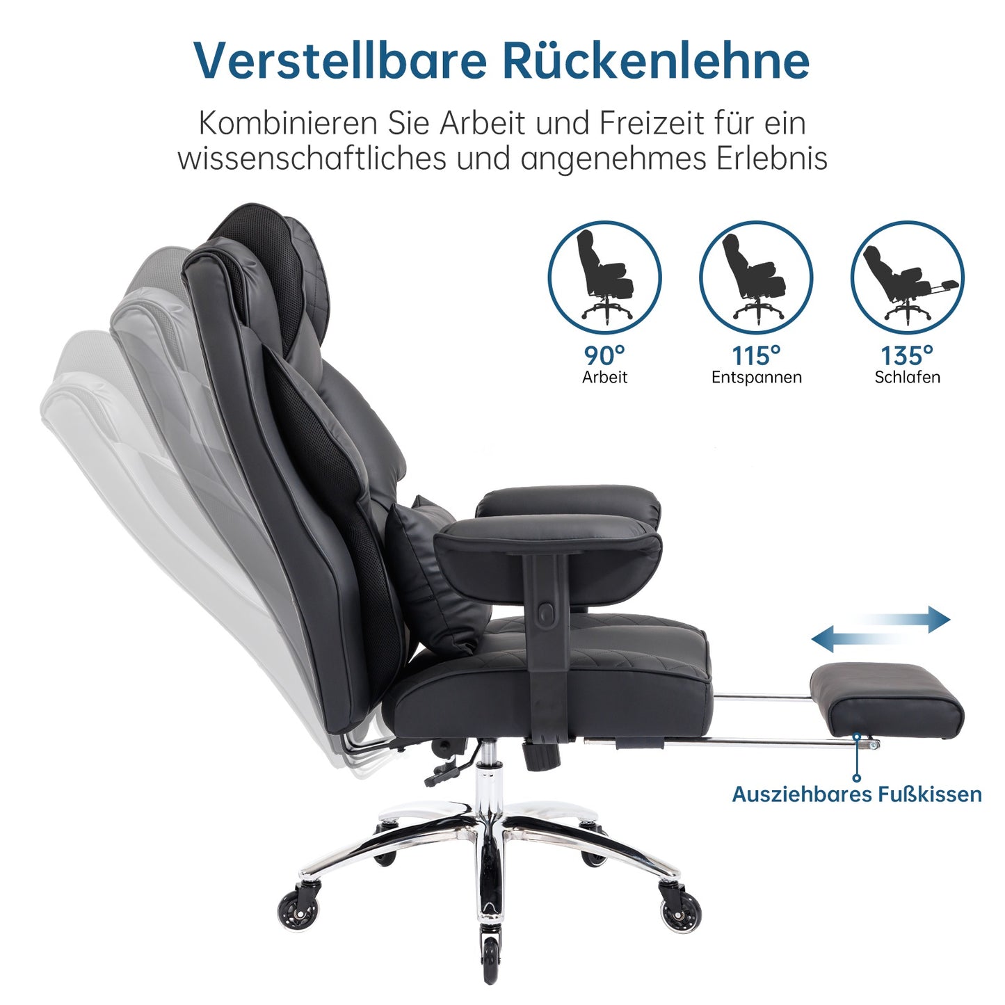 Ergonomischer XXL Bürostuhl – R-Edition mit Fußstütze & Premium Komfort