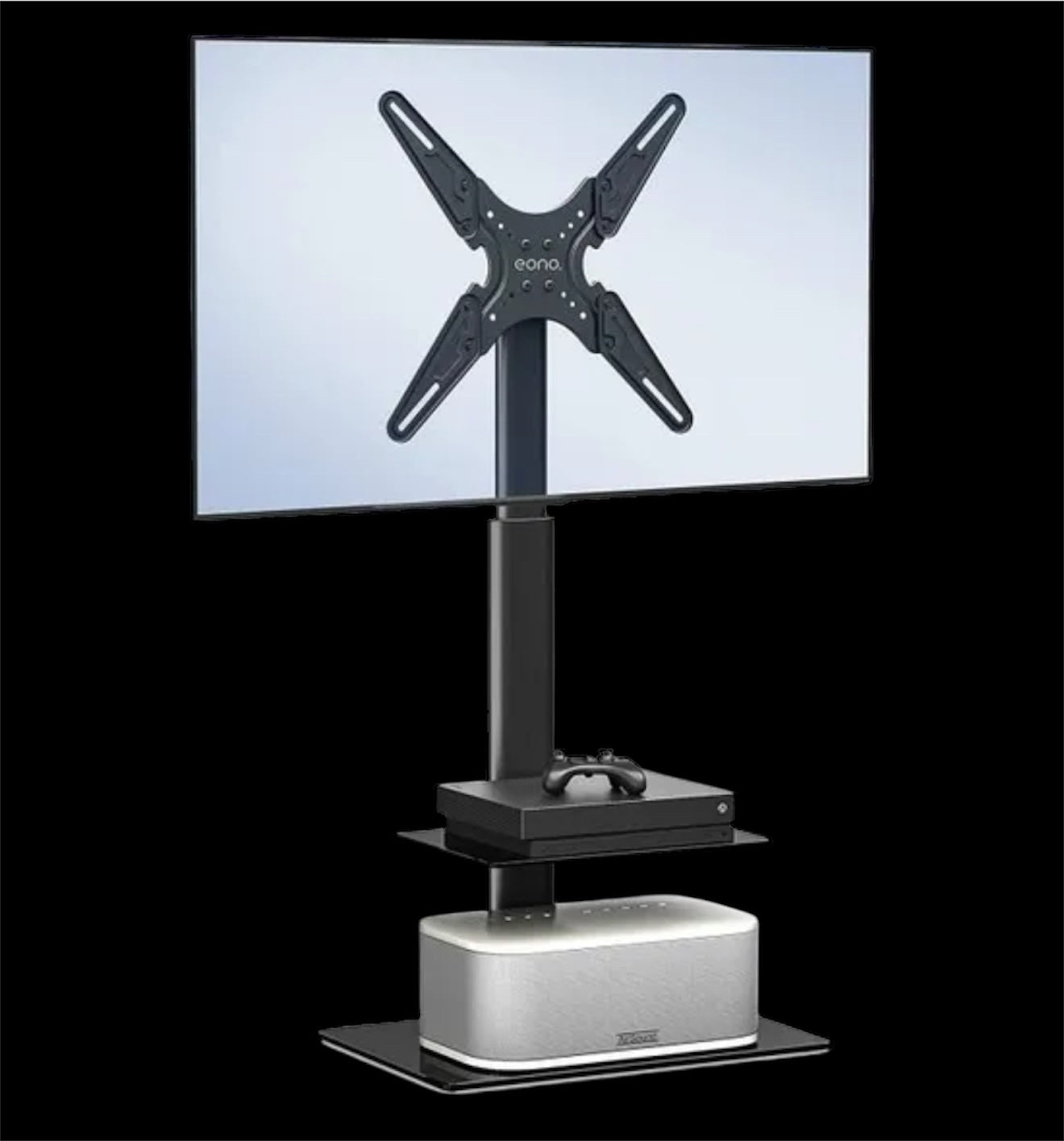 ALTIN™ TV Standfuß 32–55 Zoll – Höhenverstellbar, Schwenkbar – Universal TV-Ständer mit 2 Ablagen für LED LCD QLED OLED – Bis 60 Zoll & 35 kg