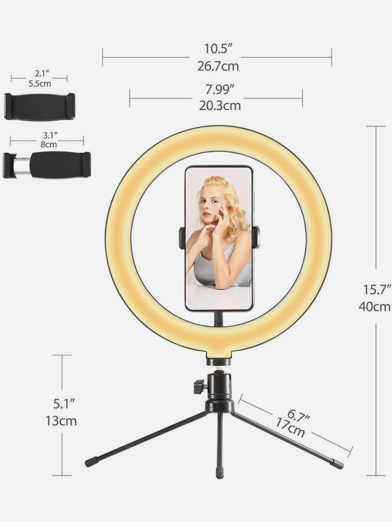 ALTIN™ 10” LED Selfie Ringlicht mit Handyhalter & Stativ – Dimmbar, 3 Lichtmodi, 10 Helligkeitsstufen, 120 LEDs, USB-Betrieb & Bluetooth-Fernauslöser – Für Make-up, Video, Livestream