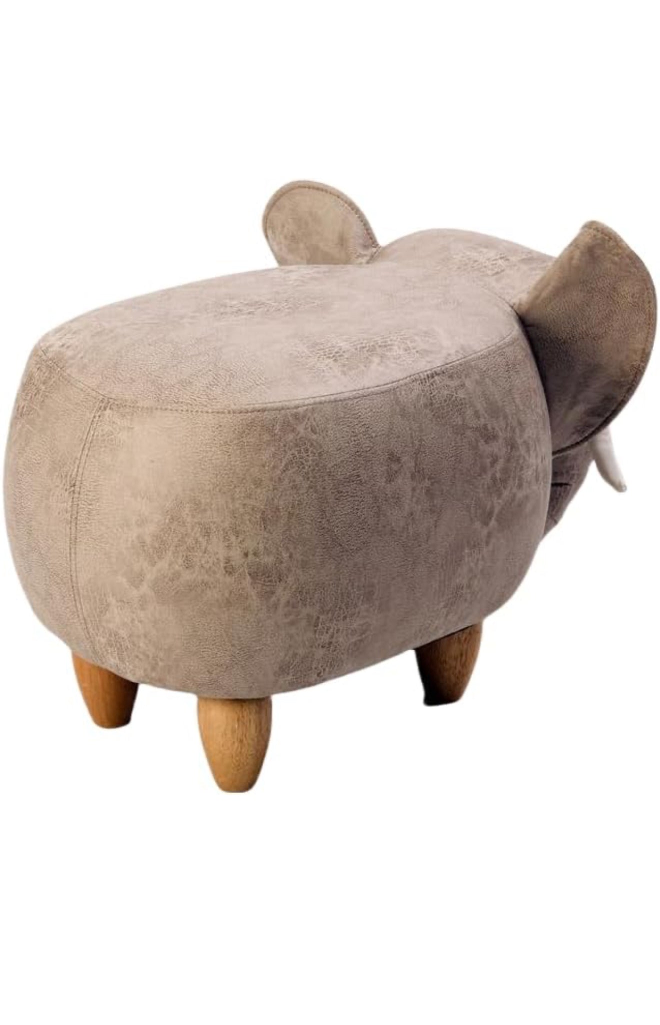 ALTIN™ Tierhocker Elefant – Kinder Sitzhocker 68x35x36 cm | Kunstleder & Massivholzbeine | Polsterhocker fürs Kinderzimmer & Spielzimmer – Grau