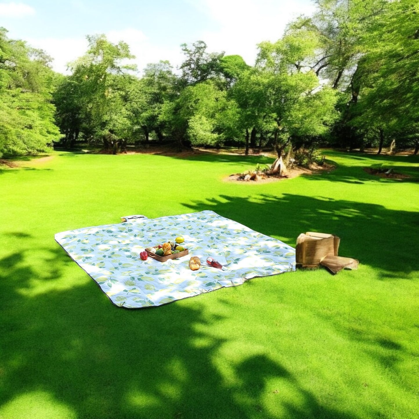 ALTIN™ Wasserdichte & waschbare Picknickdecke 200×200 cm – Outdoor Campingmatte mit Zitronenmotiv