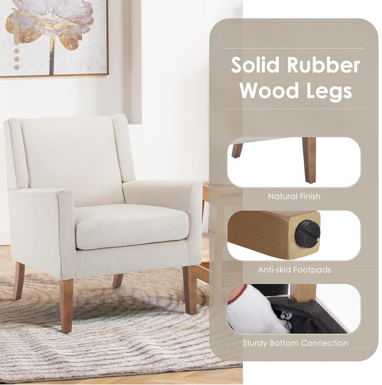 COLAMY Modern Wingback Sessel – Polstersessel mit Holzfüßen & Memory-Schaum – erhältlich in Rot, Blau & Beige