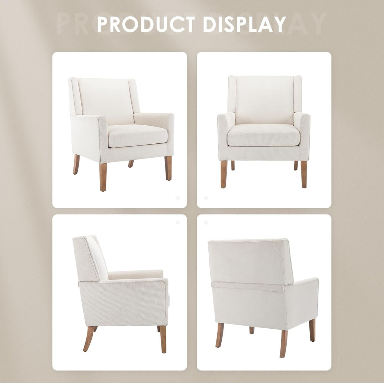 COLAMY Modern Wingback Sessel – Polstersessel mit Holzfüßen & Memory-Schaum – erhältlich in Rot, Blau & Beige