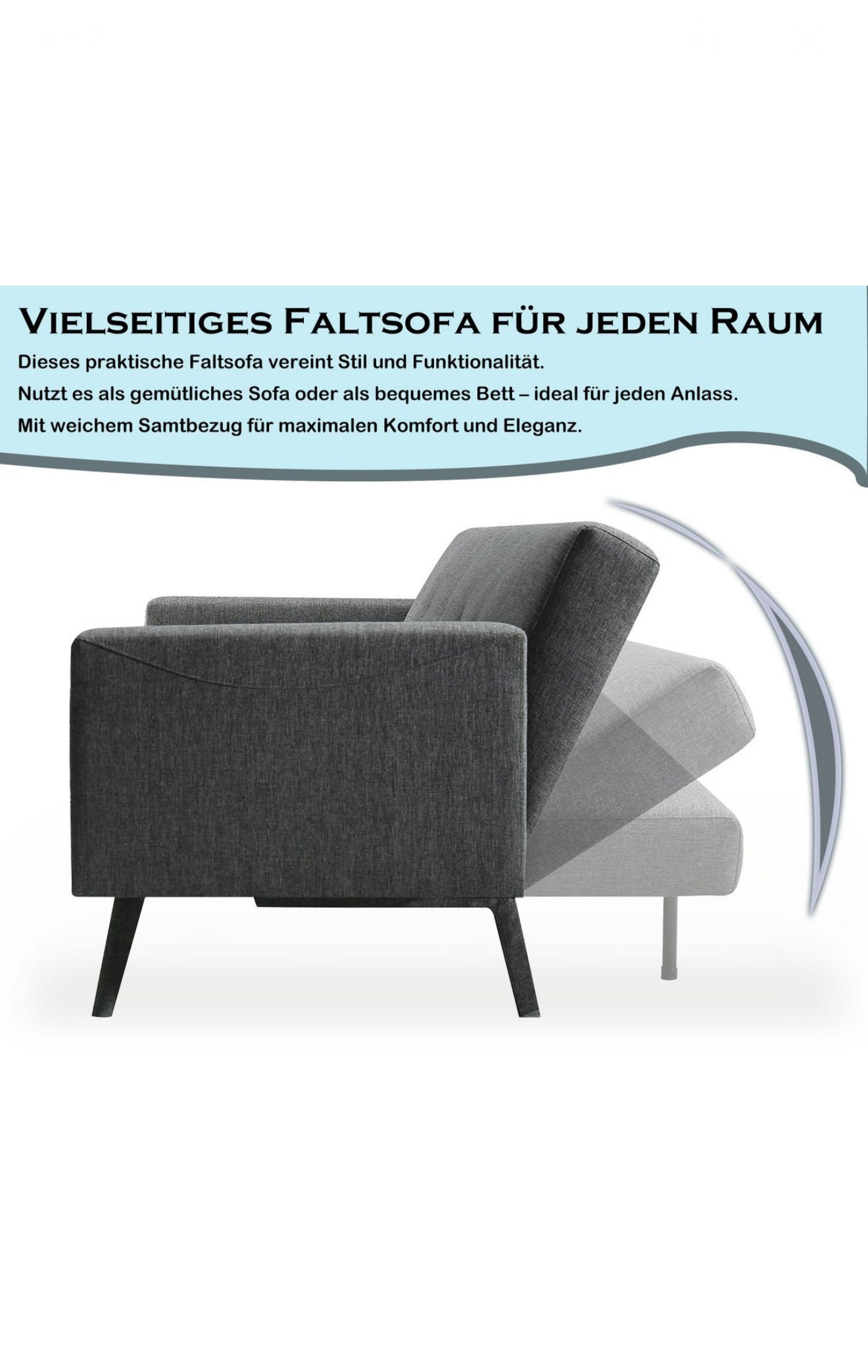 ALTIN™ Schlafsofa Grau & Dunkelgrau – Elegantes 2-in-1 Sofa mit Samtbezug und Klappfunktion für stilvolle Wohn- & Schlafzimmer