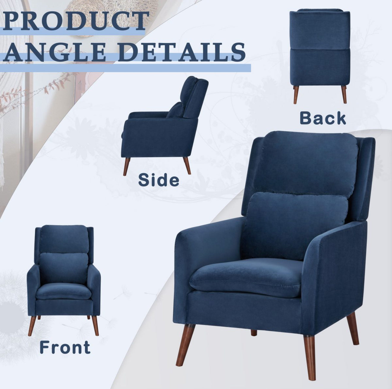 ALTIN™ loungesessel aus samtstoff – luxuriöser entspannungssessel in blau und grau, mit dicker polsterung & stilvollem design für wohn- oder schlafzimmer