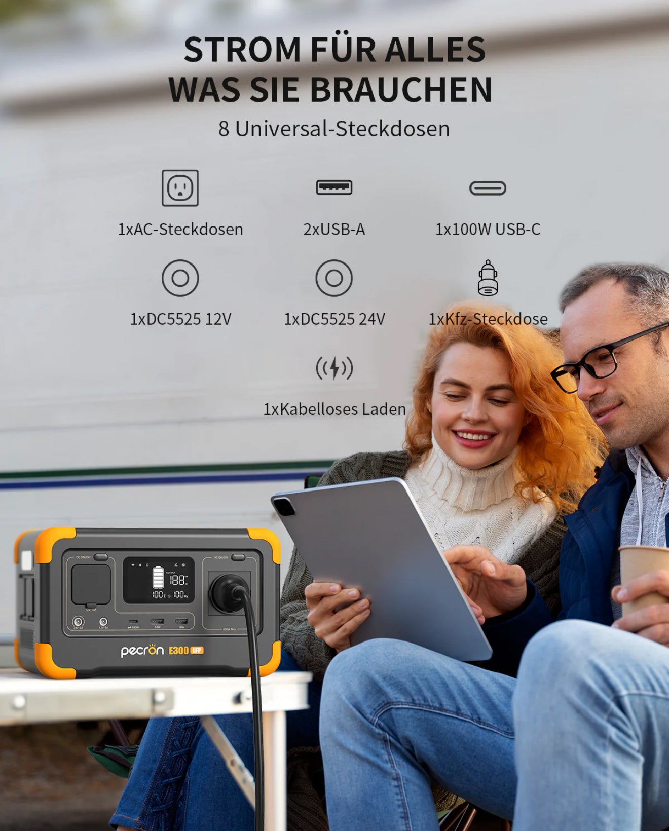 ✅ Set-Angebot: Tragbare Powerstation 288Wh 600W LiFePO4 + 200W Faltbares Solarpanel