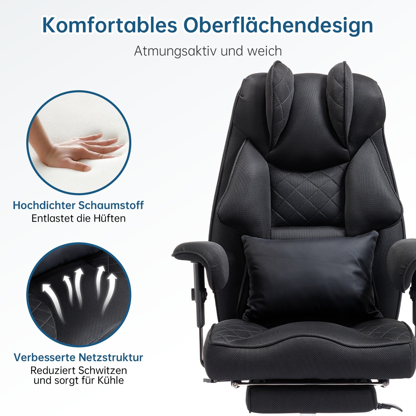 Ergonomischer XXL Bürostuhl – R-Edition mit Fußstütze & Premium Komfort