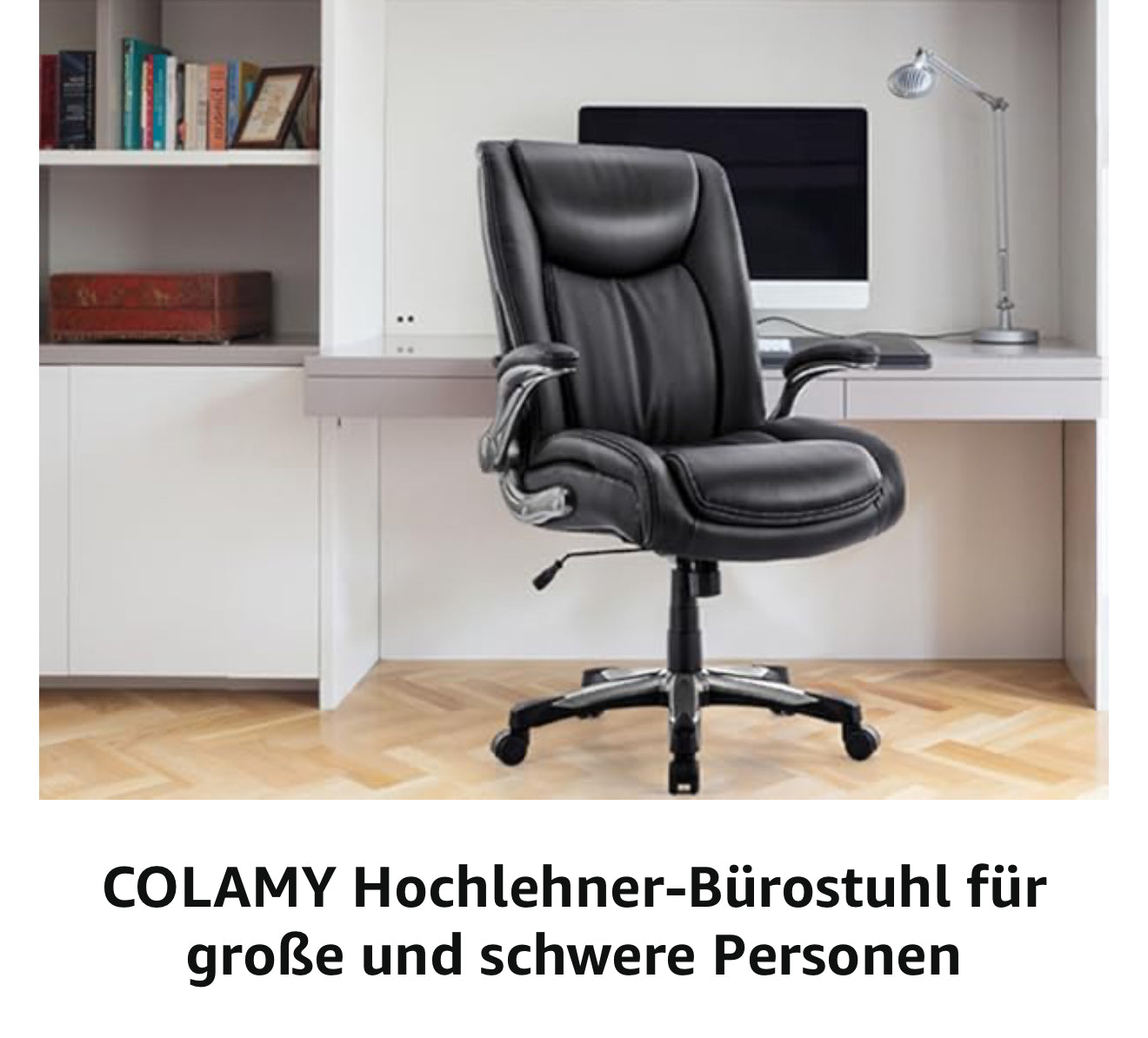 COLAMY XXL Bürostuhl 181 kg Tragkraft – Hochlehner Chefsessel mit klappbaren Armlehnen, Synchronmechanik, 58 cm extra breitem Sitz, ergonomischer Lordosenstütze & atmungsaktivem Kunstleder – Schwarz