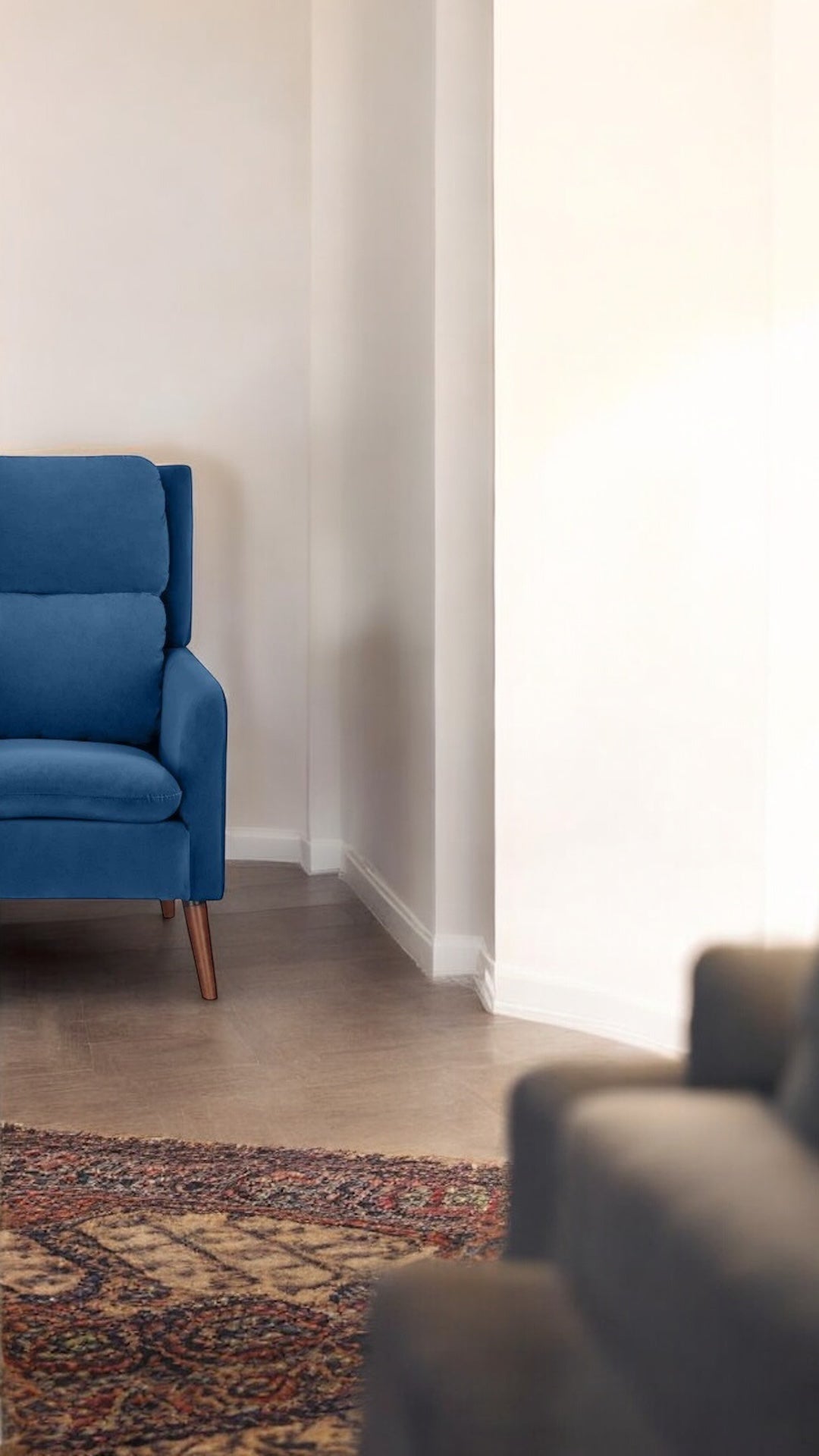 ALTIN™ loungesessel aus samtstoff – luxuriöser entspannungssessel in blau und grau, mit dicker polsterung & stilvollem design für wohn- oder schlafzimmer