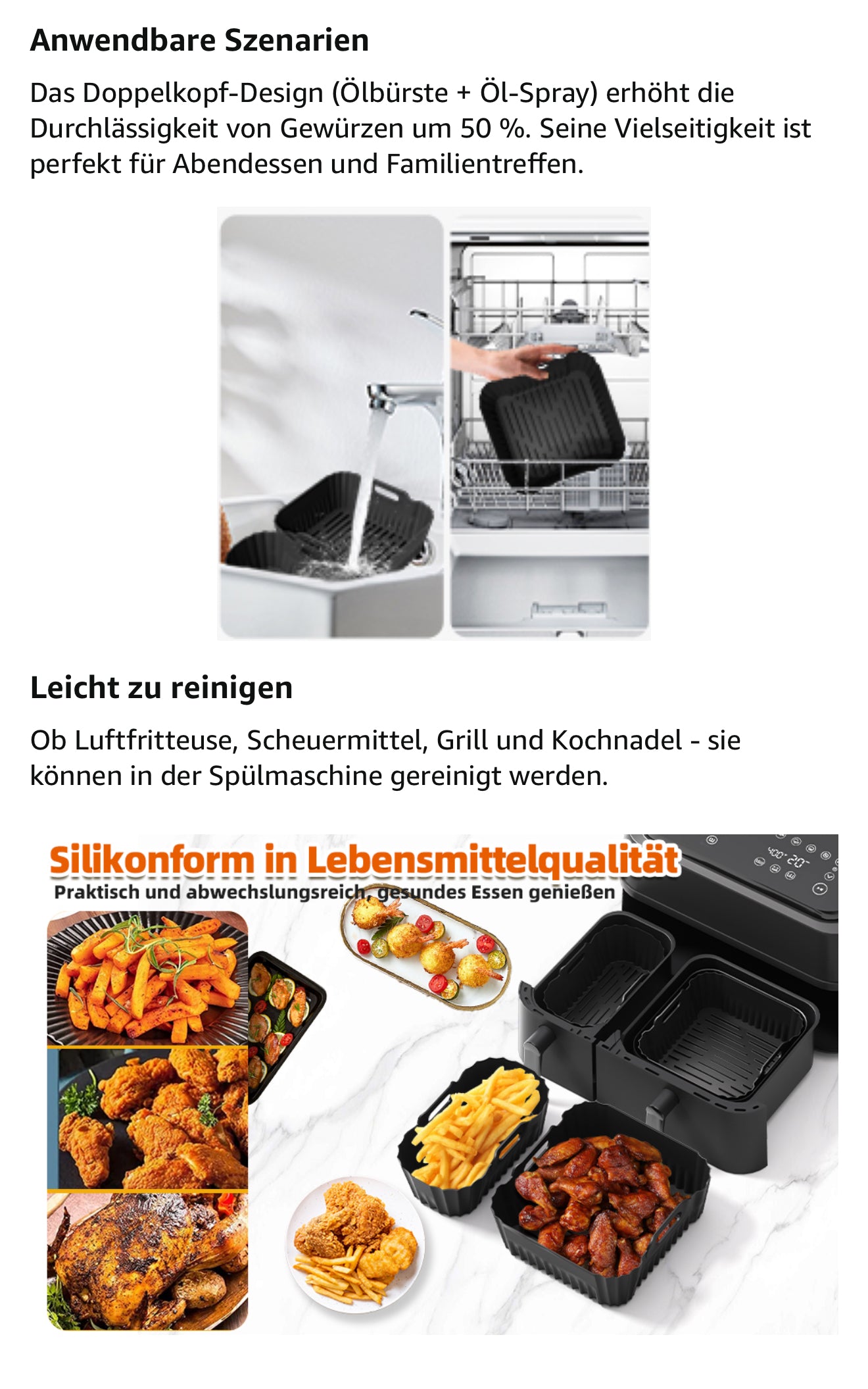 Philips Airfryer Zubehör Set – 24-teilig für Philips Airfryer 3000/5000 Dual Basket Serie NA350/00 & NA550/00 – BPA-freies Silikon & Edelstahl, 6L + 3L Formen, Tostpfannen & Ölsprüher