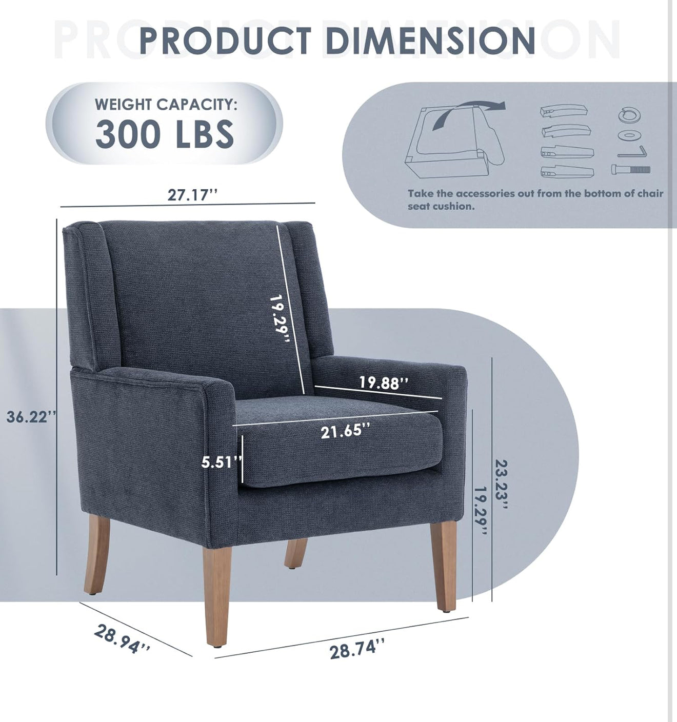 COLAMY Modern Wingback Sessel – Polstersessel mit Holzfüßen & Memory-Schaum – erhältlich in Rot, Blau & Beige