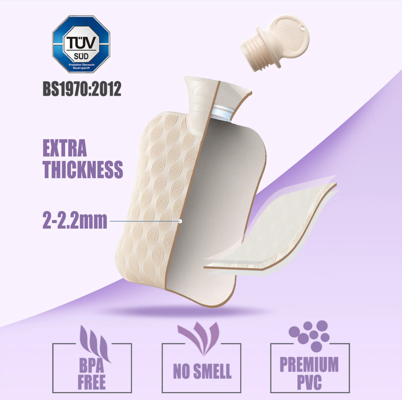ALTIN™ Wärmflasche 2L – BPA-frei & umweltfreundlich – Für Rücken, Bauch & Muskelschmerzen – PVC-Heizkissen zur Schmerzlinderung
