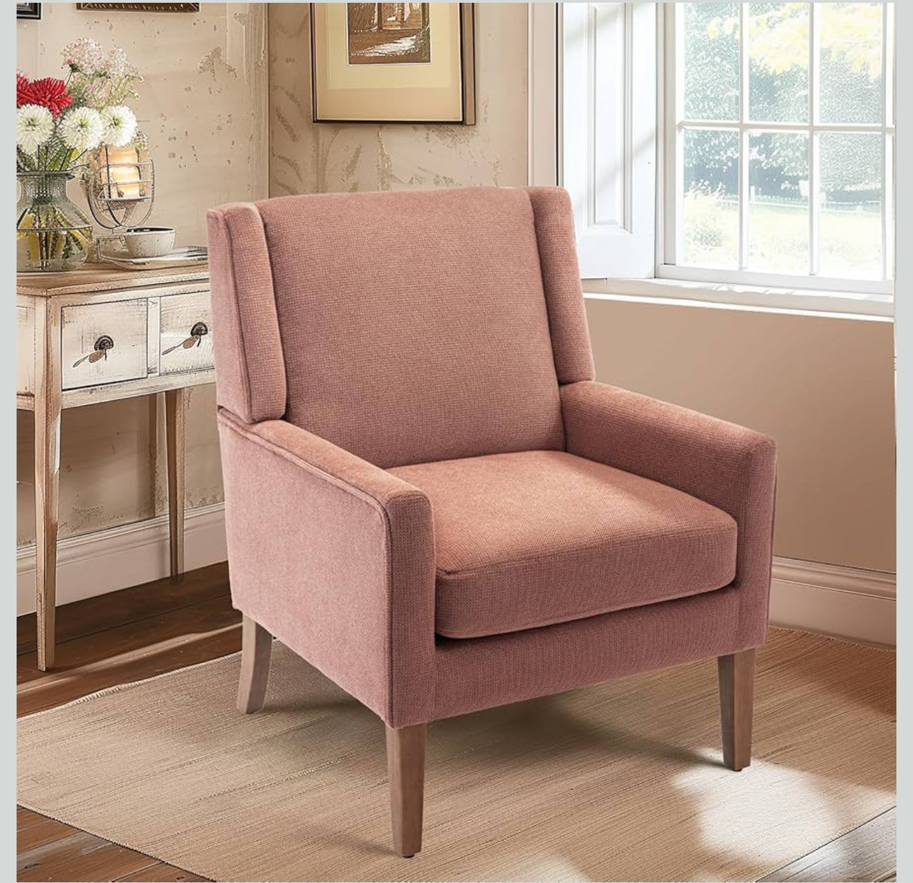 COLAMY Modern Wingback Sessel – Polstersessel mit Holzfüßen & Memory-Schaum – erhältlich in Rot, Blau & Beige
