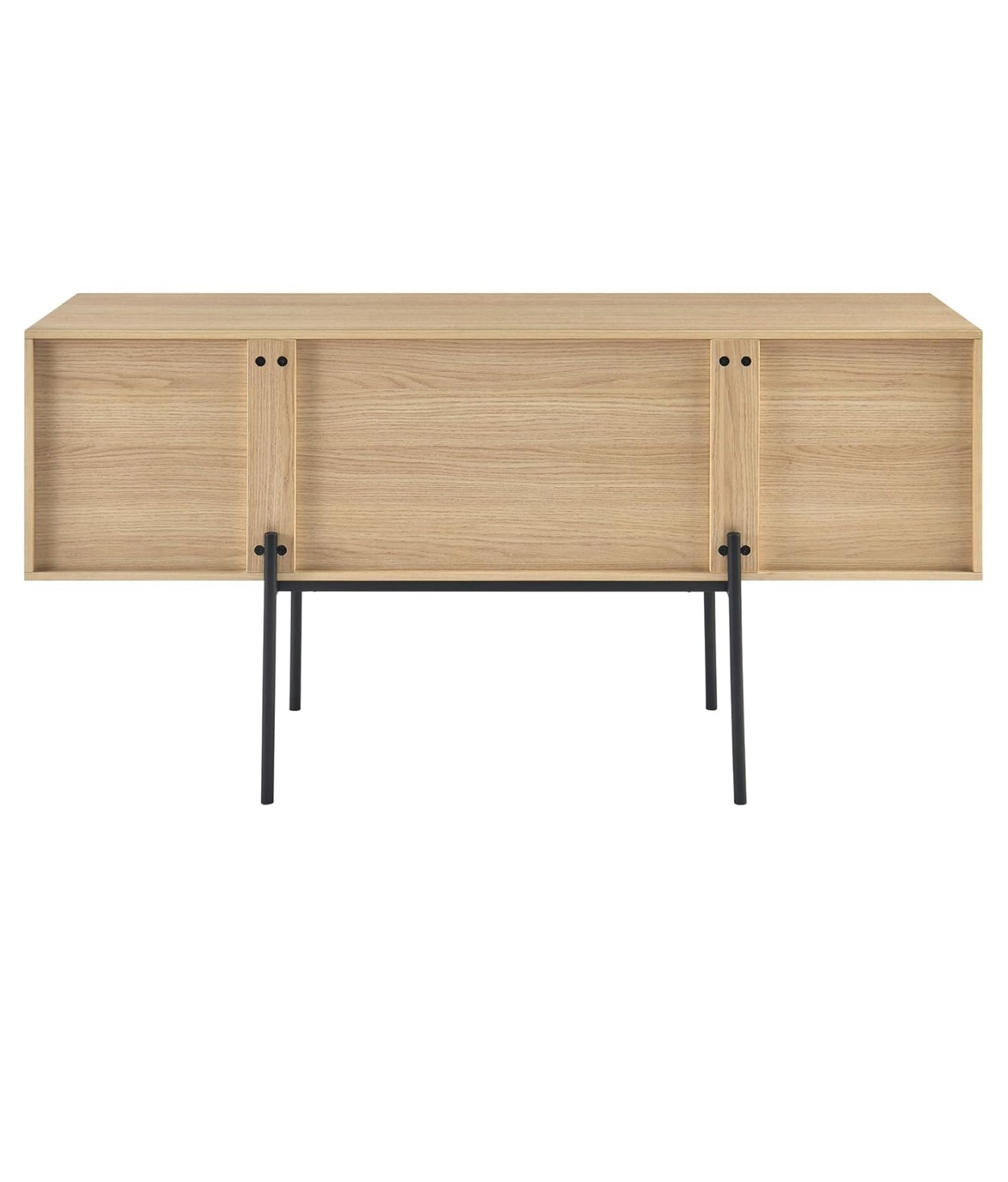 TV-Schrank 140 cm – Eichenoptik, Metallfüße, geeignet für Fernseher bis 65 Zoll – modernes Sideboard mit Türen und offenen Ablagen