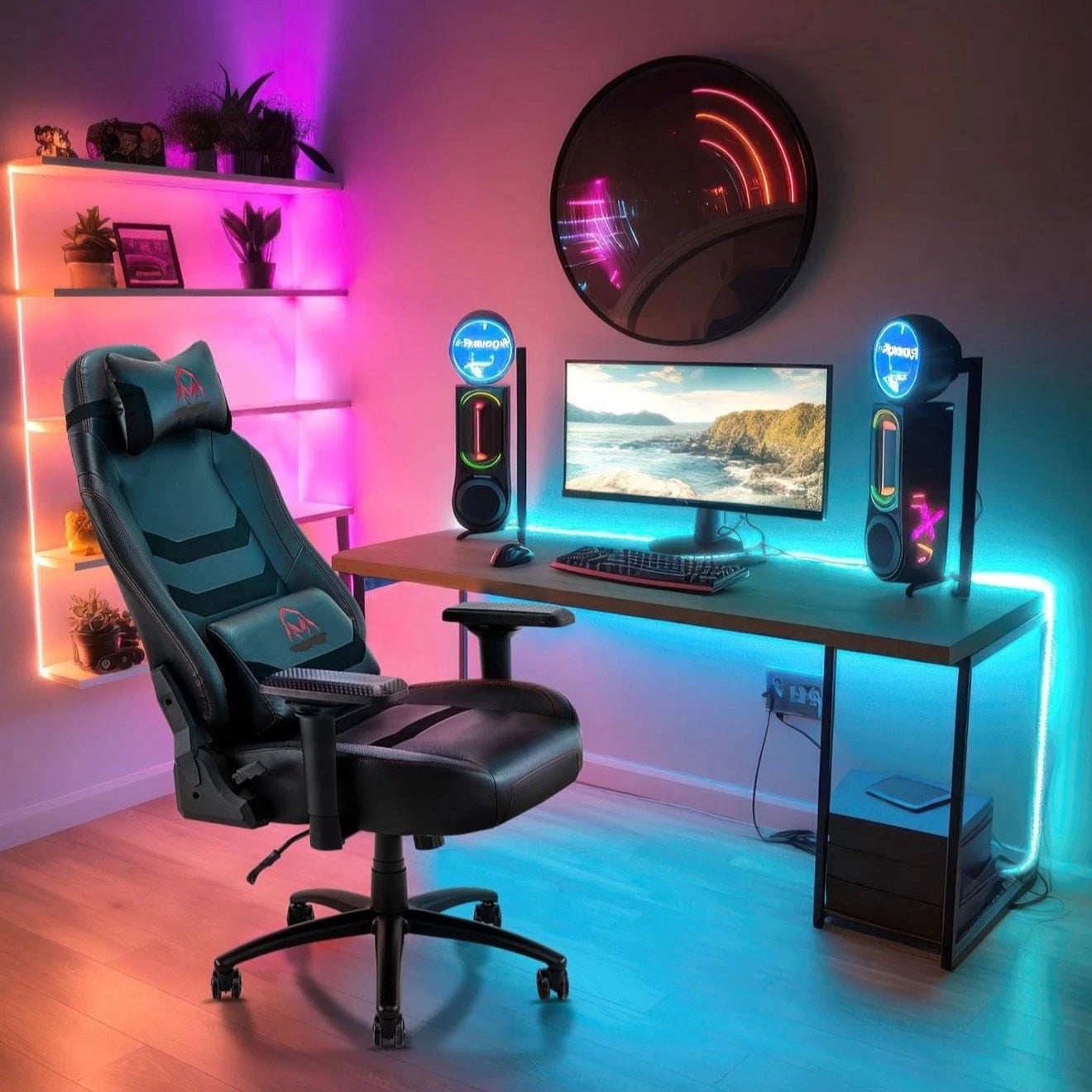 COLAMY Gaming-Stuhl XXL PU-Leder 159–181kg 3D / 4D Armlehnen Bürostuhl ( Grau !!!! )