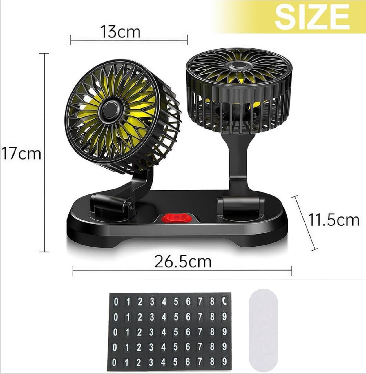 12V Doppelkopf Auto-Lüfter 360° drehbar – Für alle Fahrzeuge, Büro & Caravan