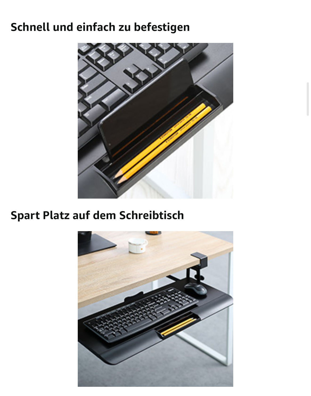 ALTIN™ Ausziehbare Tastaturablage unter dem Schreibtisch – Großes Format 65 x 25 cm – Mit C-Klemme, Ergonomisch & Stabil – Ideal für Arbeit & Gaming