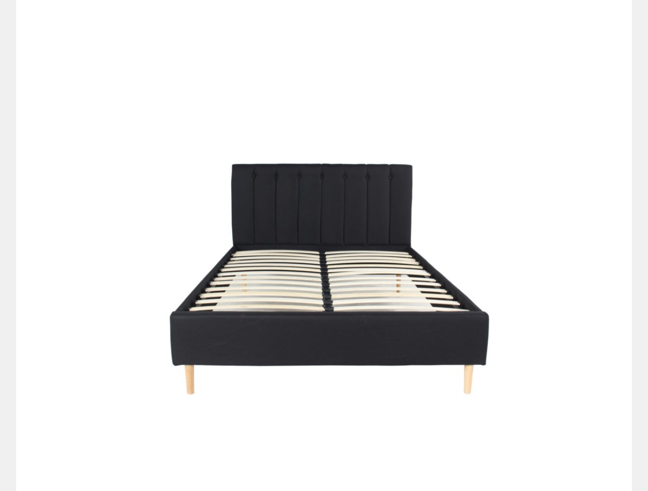 ALTIN™ futonbett – gepolstertes doppelbettgestell 140x200 cm, schwarz, mit kopfteil