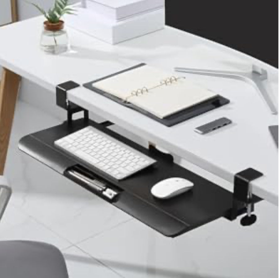 ALTIN™ Ausziehbare Tastaturablage unter dem Schreibtisch – Großes Format 65 x 25 cm – Mit C-Klemme, Ergonomisch & Stabil – Ideal für Arbeit & Gaming