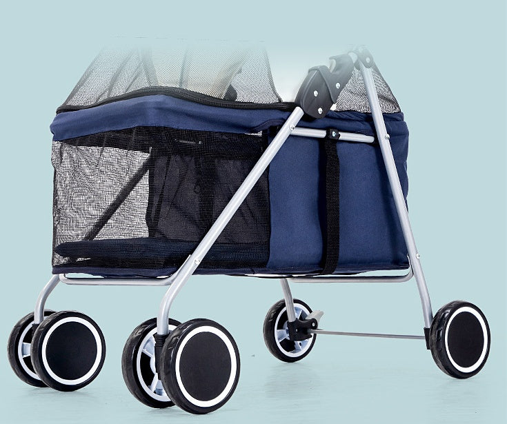 ALTIN™ Zusammenklappbarer Haustier-Kinderwagen mit 4 Rädern – Komfortabler Jogging-Buggy für Hunde & Katzen
