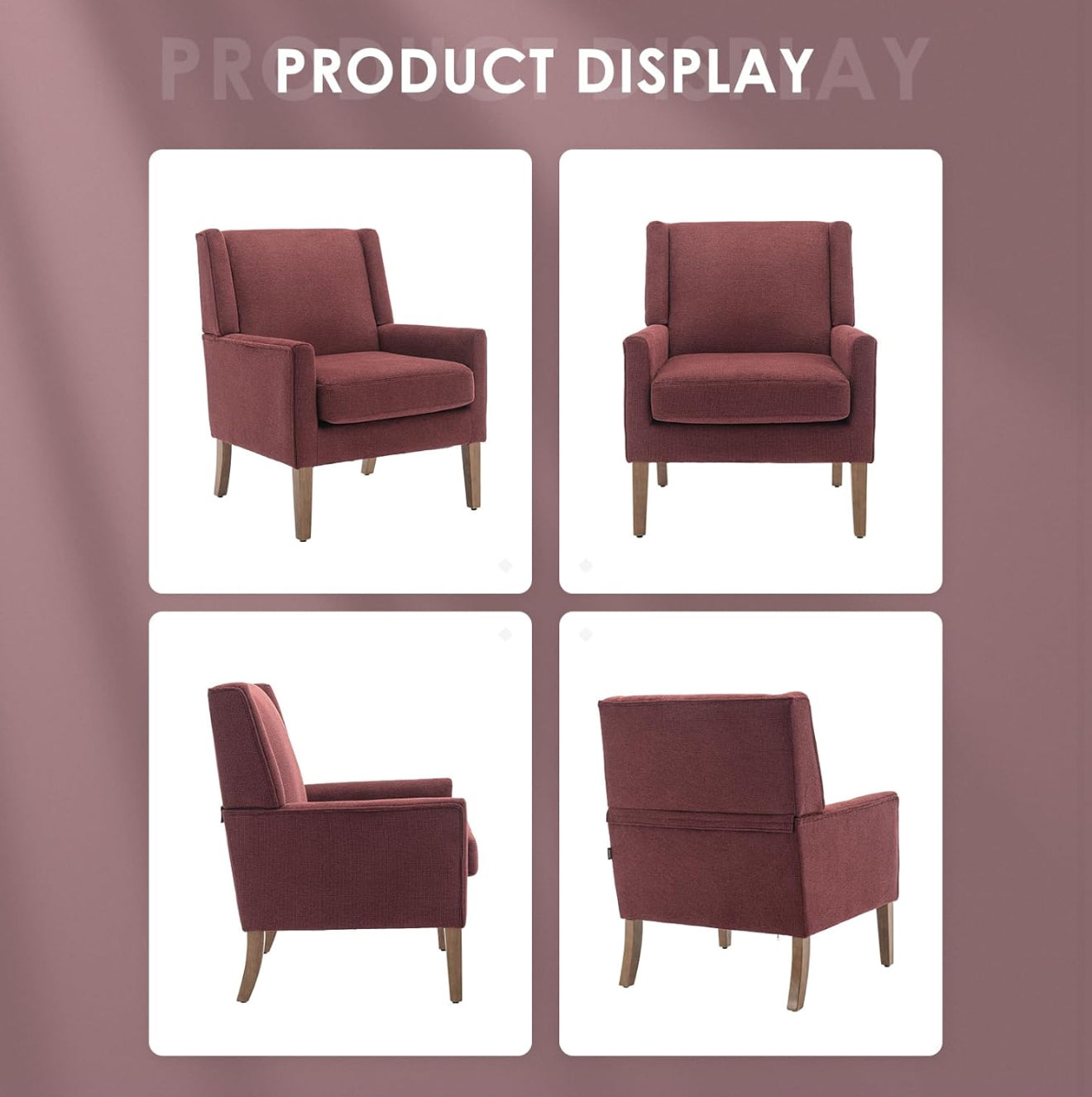 COLAMY Modern Wingback Sessel – Polstersessel mit Holzfüßen & Memory-Schaum – erhältlich in Rot, Blau & Beige
