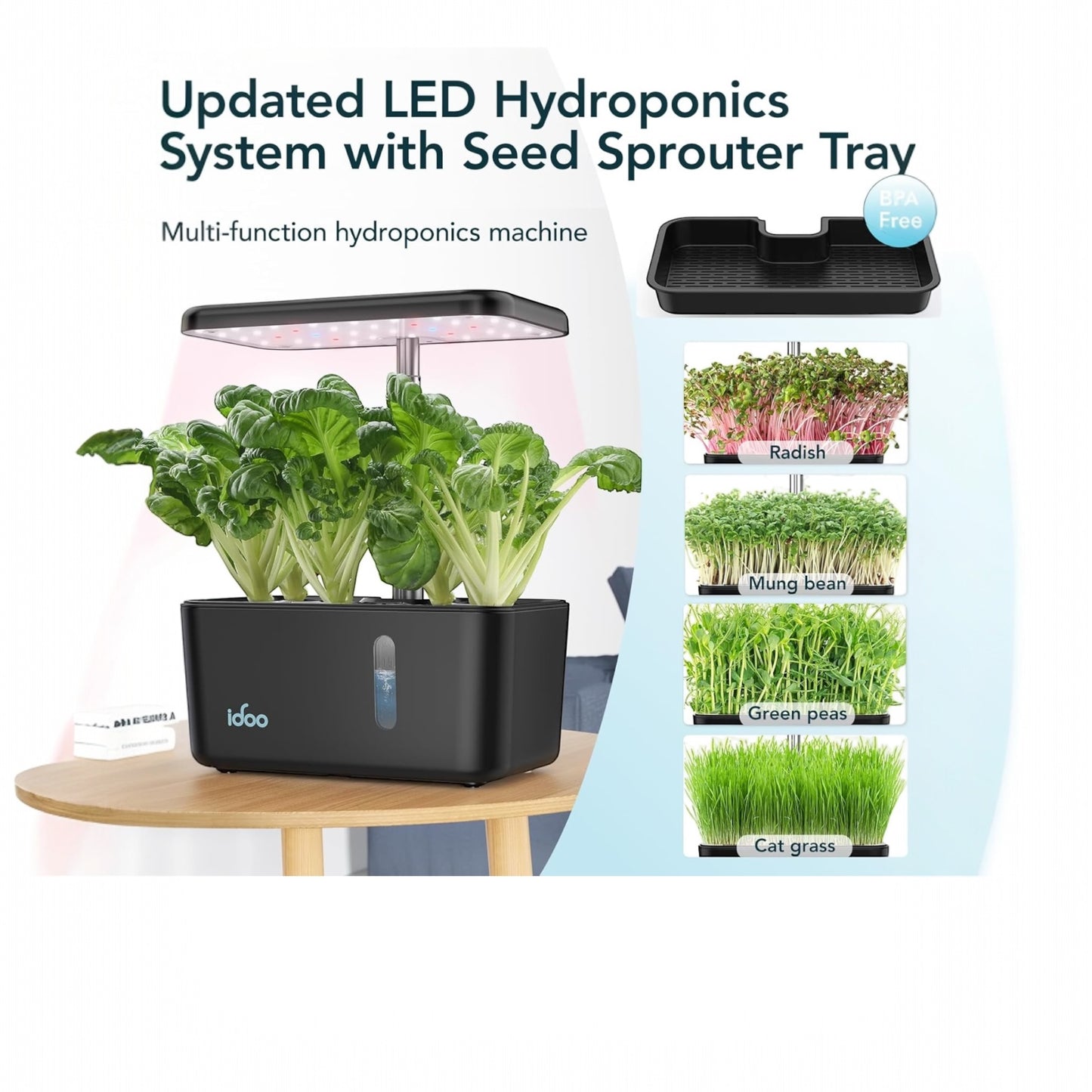 ALTIN™ hydroponisches pflanzensystem mit sprouter-tablett – indoor-garten mit led-timerlicht, pumpe & höhenverstellung bis 30 cm