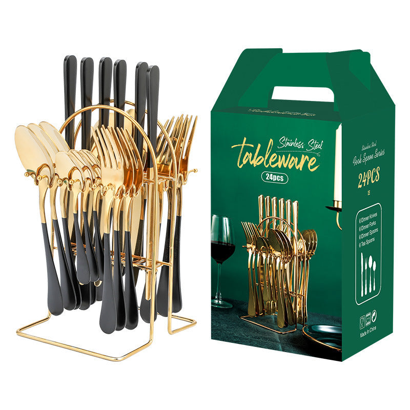 ALTIN™ 24-teiliges Edelstahl Besteckset – Messer, Gabel, Löffel & Teelöffel mit Aufbewahrungsständer