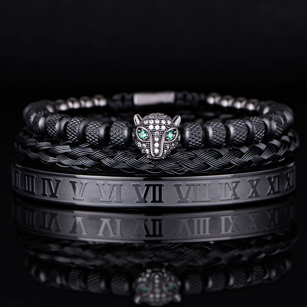 ALTIN™ Ewige Anziehung – Römisches Armband-Set mit Leopardenkopf | Unisex & Leidenschaftlich