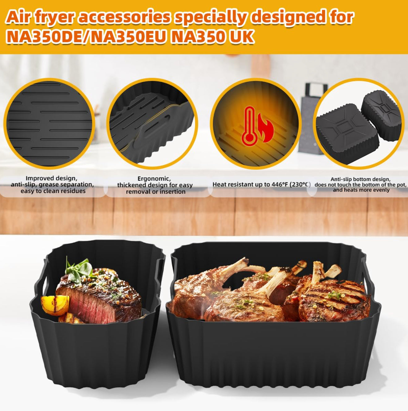 Philips Airfryer Zubehör Set – 24-teilig für Philips Airfryer 3000/5000 Dual Basket Serie NA350/00 & NA550/00 – BPA-freies Silikon & Edelstahl, 6L + 3L Formen, Tostpfannen & Ölsprüher