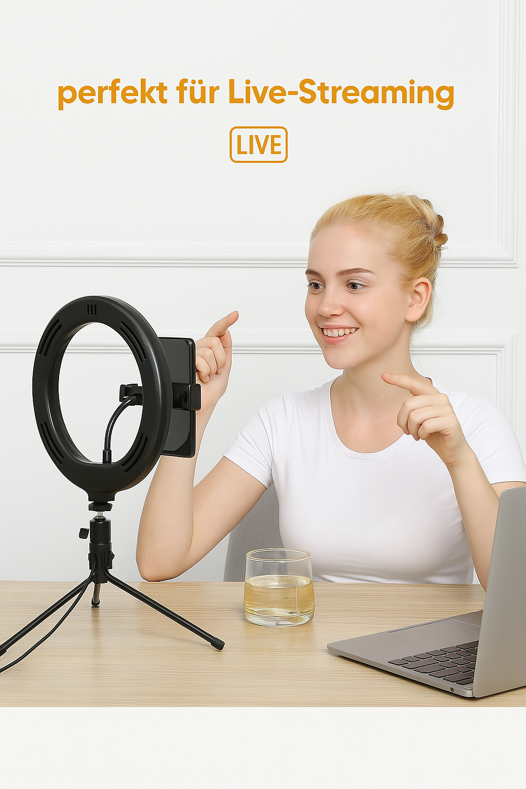 ALTIN™ 10” LED Selfie Ringlicht mit Handyhalter & Stativ – Dimmbar, 3 Lichtmodi, 10 Helligkeitsstufen, 120 LEDs, USB-Betrieb & Bluetooth-Fernauslöser – Für Make-up, Video, Livestream