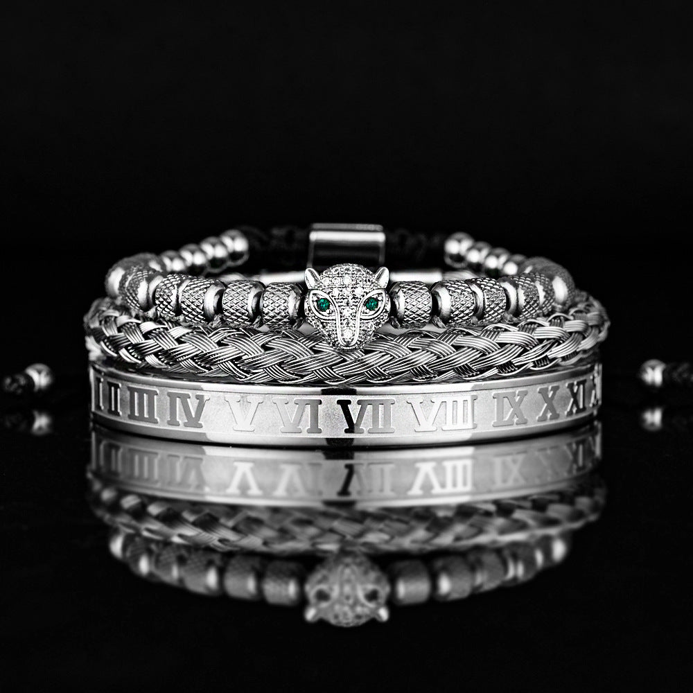ALTIN™ Ewige Anziehung – Römisches Armband-Set mit Leopardenkopf | Unisex & Leidenschaftlich