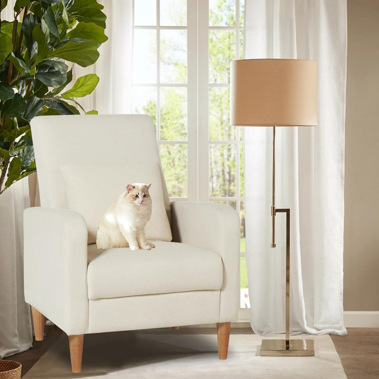 COLAMY Einzelsessel – Moderner Polstersessel mit Holzbeinen, Memory-Schaum & ergonomischer Rückenlehne – 5 Farben verfügbar (Gelb, Beige, Blau, Grau , Creme )