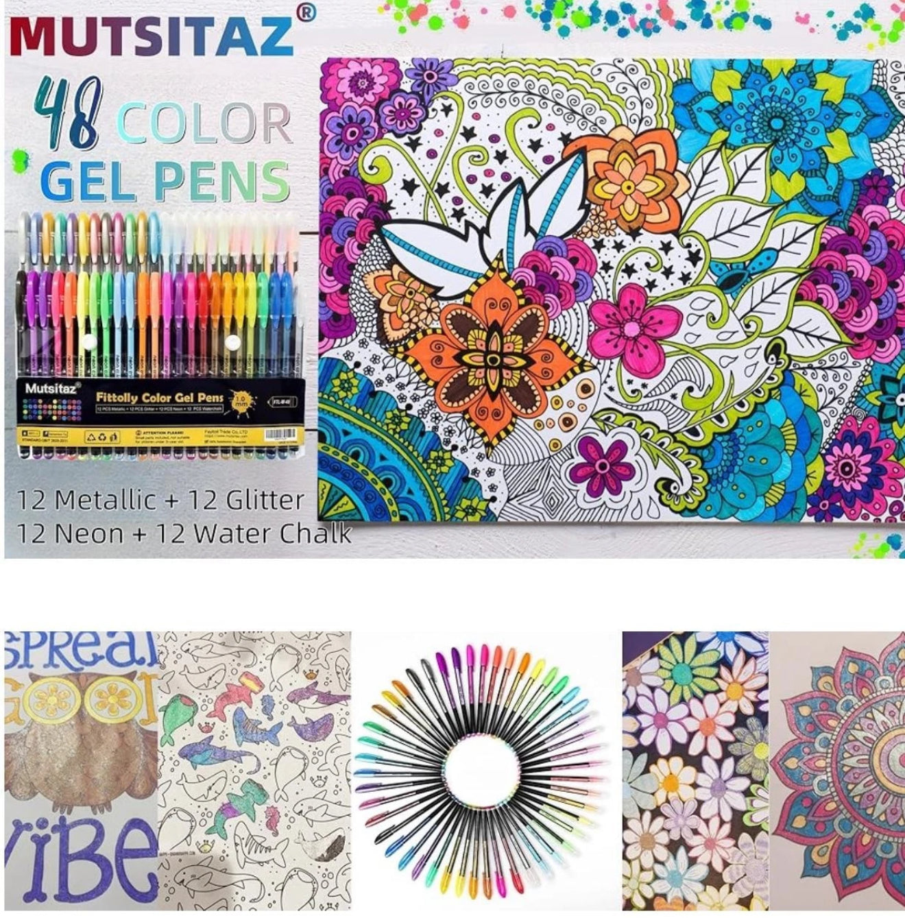 48-teiliges Gelstifte Set – Metallic, Pastell & Glitzer für Zeichnen & Malen